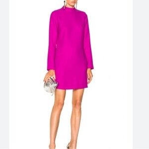 Carven Mockneck Long Sleeve Mini Dress in Fuchsia Size 36/M